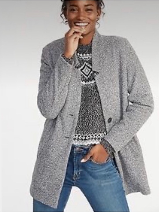 Old Navy Jackets & Blazers - Old Navy Textured Boucle Gray Oversized Pea Coat Sz XXL